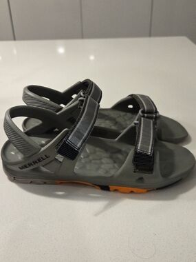 Merrell Gray Outdoor Sport Sandals with Orange Accents